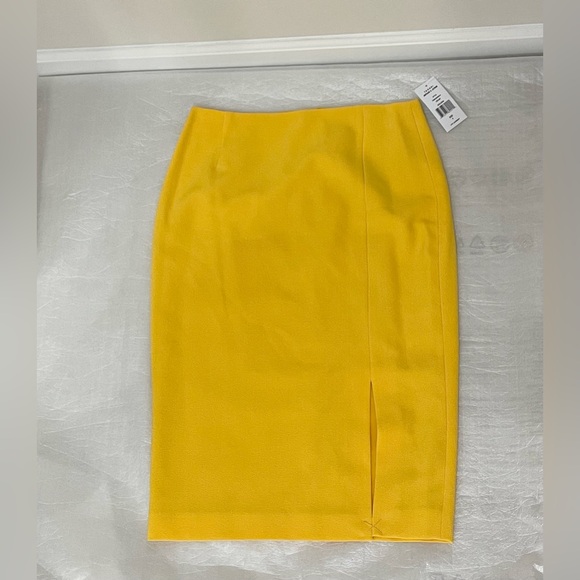 TAHARI ASL Belted Asymmetrical Draped Blazer Jacket & Skirt Suit Yellow Size 4 - Picture 4 of 5